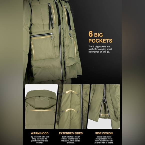 *NWT* 🔥Viral🔥 Amazon Orolay / Thickened Down Hooded Coat / Green / Large - Picture 11 of 16